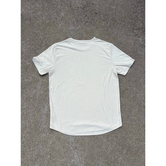 Forever 21 Top Men Size Large Cream Suede Feel Crewneck Short Sleeve Tee Shirt - Picture 4 of 4